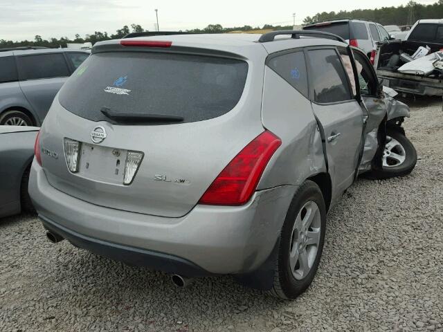 JN8AZ08W24W326764 - 2004 NISSAN MURANO SL SILVER photo 4