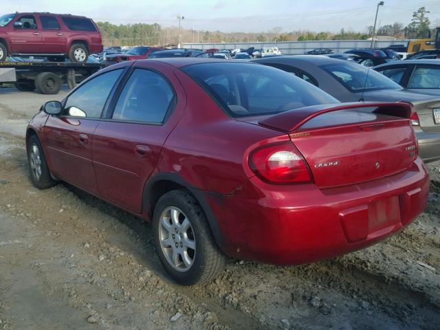 1B3ES56C75D234331 - 2005 DODGE NEON SXT RED photo 3