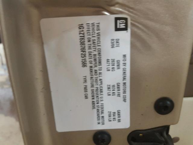 1G1ZT63876F251566 - 2006 CHEVROLET MALIBU MAX 金色 照片 10