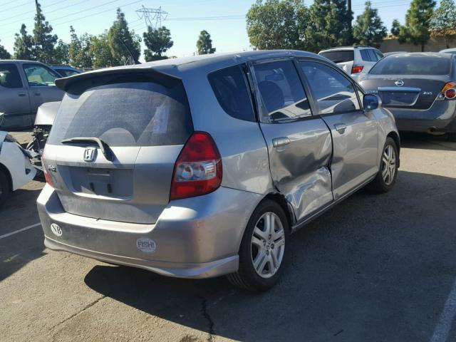 JHMGD37647S060147 - 2007 HONDA FIT S SILVER photo 4