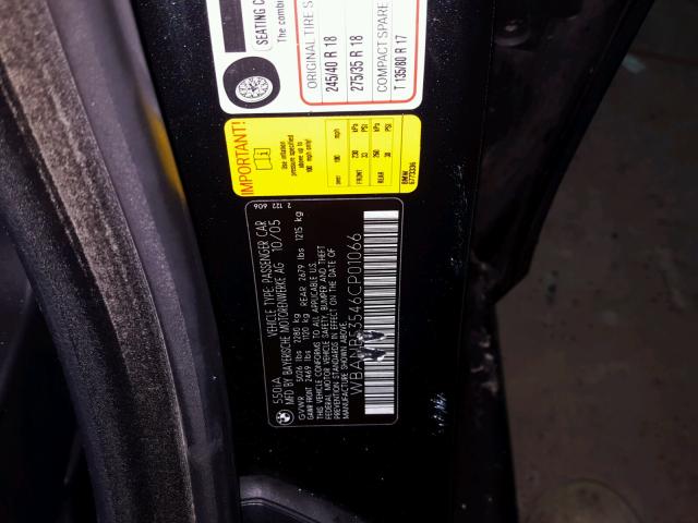 WBANB53546CP01066 - 2006 BMW 550 I BLACK photo 10