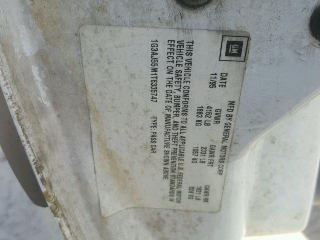 1G3AJ55M1T6335747 - 1996 OLDSMOBILE CIERA SL WHITE photo 10