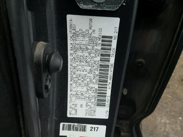 3TMKU72N29M023000 - 2009 TOYOTA TACOMA DOU CHARCOAL photo 10