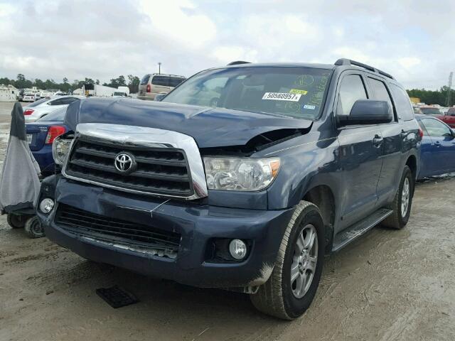 5TDZY64A08S007612 - 2008 TOYOTA SEQUOIA SR BLUE photo 2