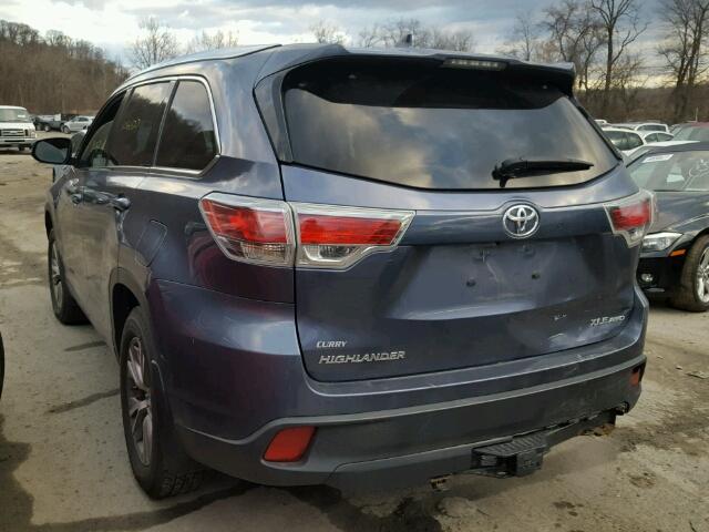 5TDJKRFHXFS107031 - 2015 TOYOTA HIGHLANDER BLUE photo 3