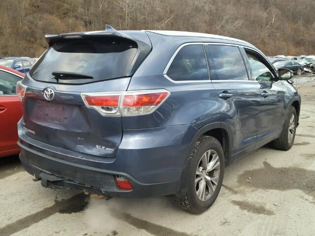 5TDJKRFHXFS107031 - 2015 TOYOTA HIGHLANDER BLUE photo 4