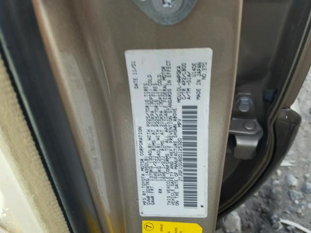 JTJGF10U820125320 - 2002 LEXUS RX 300 GOLD photo 10