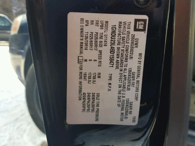 1GNDU23L46D158471 - 2006 CHEVROLET UPLANDER L 蓝色 照片 10