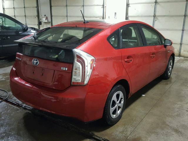 JTDKN3DU4C1610538 - 2012 TOYOTA PRIUS RED photo 4