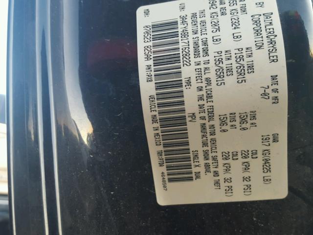 3A4FY48B17T628222 - 2007 CHRYSLER PT CRUISER BLACK photo 10