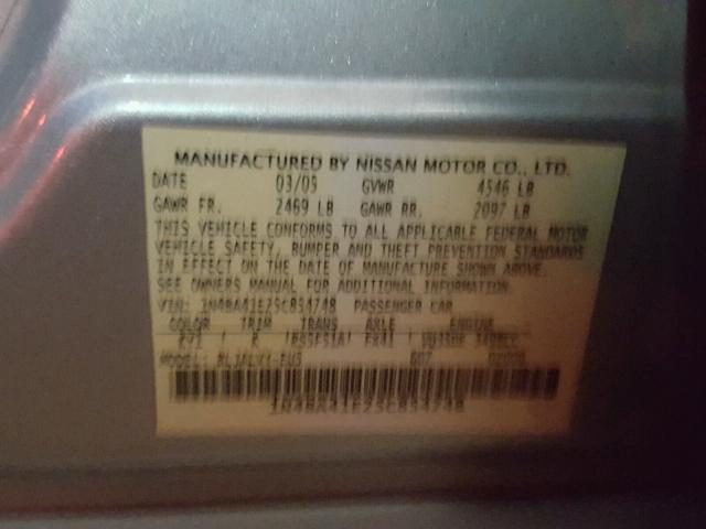 1N4BA41E25C854748 - 2005 NISSAN MAXIMA SE SILVER photo 10