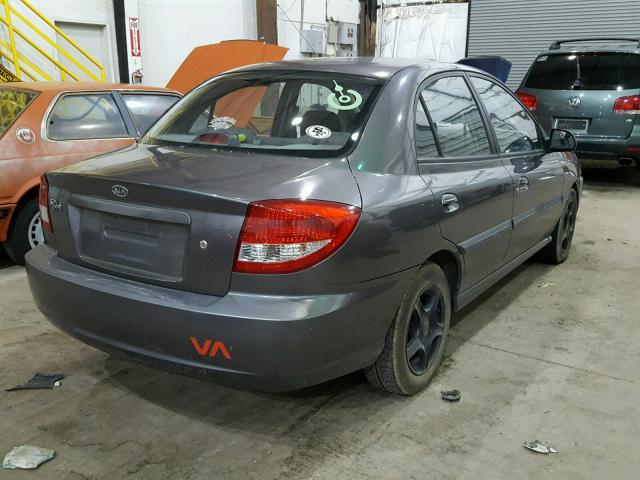 KNADC125246327071 - 2004 KIA RIO GRAY photo 4