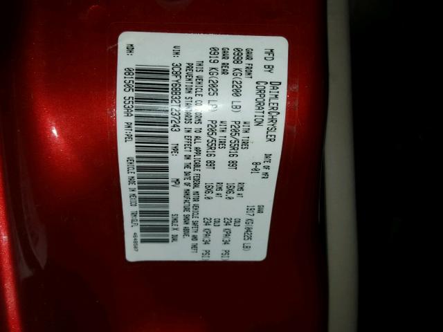 3C8FY68B32T237243 - 2002 CHRYSLER PT CRUISER RED photo 10