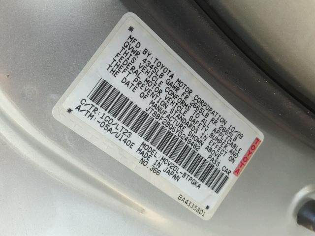 JT8BF28G6Y0249482 - 2000 LEXUS ES 300 GRAY photo 10