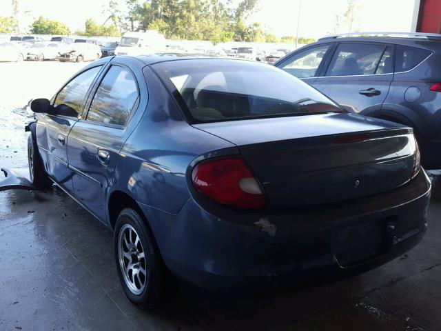 1B3ES46C51D104178 - 2001 DODGE NEON SE BLUE photo 3