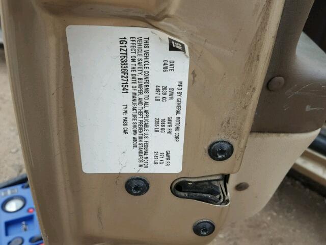 1G1ZT63836F271541 - 2006 CHEVROLET MALIBU MAX TAN photo 10