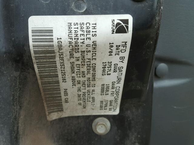 1G8AJ52FX5Z125102 - 2005 SATURN ION LEVEL RED photo 10