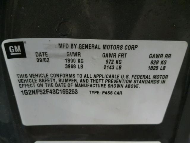 1G2NF52F43C165253 - 2003 PONTIAC GRAND AM S 灰色 照片 10