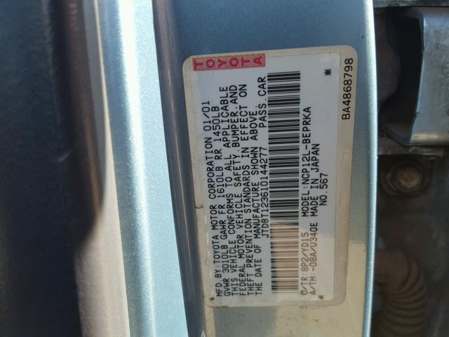 JTDBT123610144277 - 2001 TOYOTA ECHO BLUE photo 10