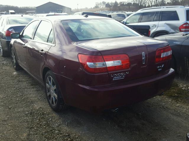 3LNHM28T07R630799 - 2007 LINCOLN MKZ MAROON photo 3