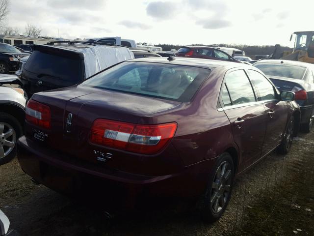 3LNHM28T07R630799 - 2007 LINCOLN MKZ MAROON photo 4