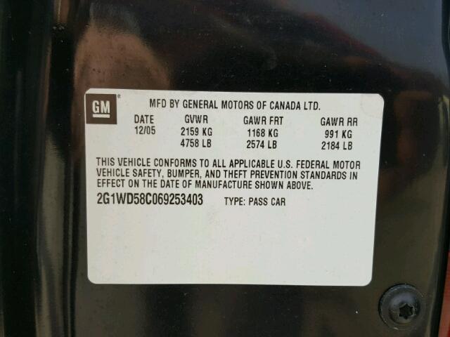 2G1WD58C069253403 - 2006 CHEVROLET IMPALA SUP 黑色 照片 10