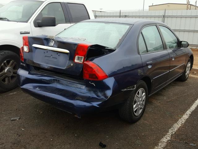 2HGES16553H581943 - 2003 HONDA CIVIC LX BLUE photo 4