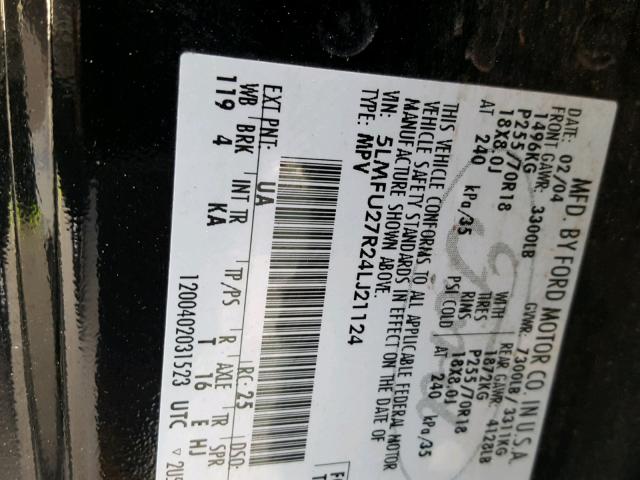 5LMFU27R24LJ21124 - 2004 LINCOLN NAVIGATOR Czarny zdjęcie 10