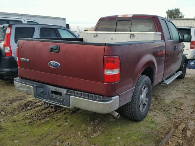 1FTPX12525NB45186 - 2005 FORD F150 BURGUNDY photo 4