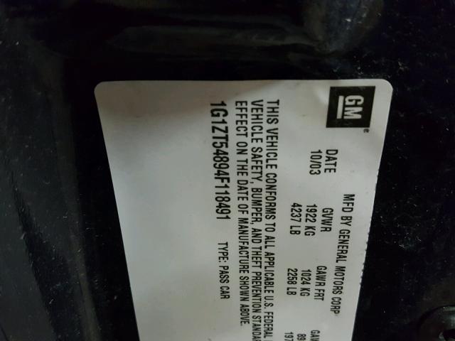 1G1ZT54894F118491 - 2004 CHEVROLET MALIBU LS BLUE photo 10