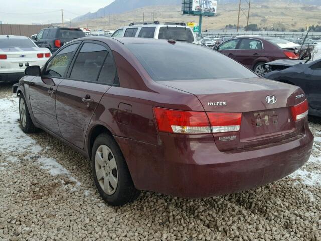 5NPET46C07H269294 - 2007 HYUNDAI SONATA GLS BURGUNDY photo 3