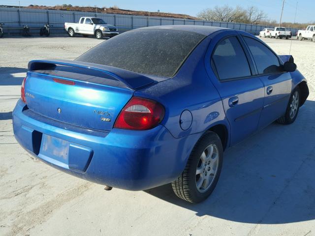 1B3ES56C55D144174 - 2005 DODGE NEON SXT BLUE photo 4