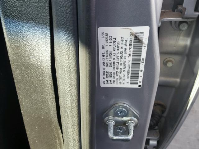 1HGCM66566A009751 - 2006 HONDA ACCORD EX SILVER photo 10