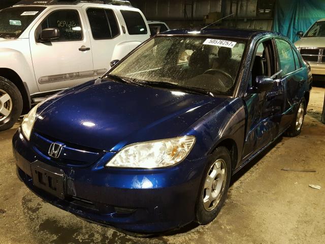 JHMES95605S016629 - 2005 HONDA CIVIC HYBR BLUE photo 2