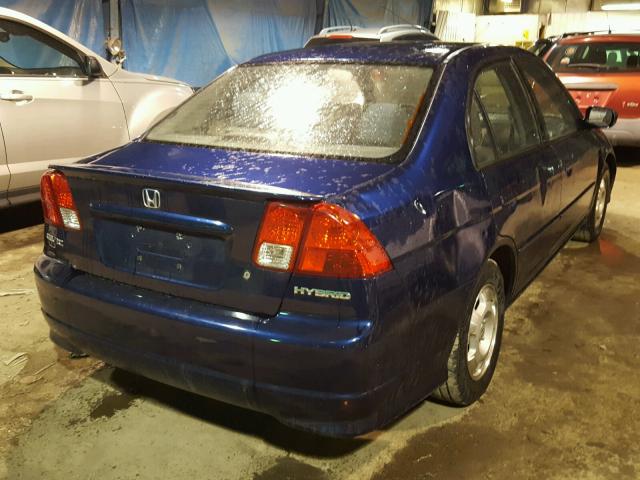 JHMES95605S016629 - 2005 HONDA CIVIC HYBR BLUE photo 4