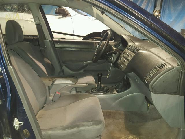 JHMES95605S016629 - 2005 HONDA CIVIC HYBR BLUE photo 5