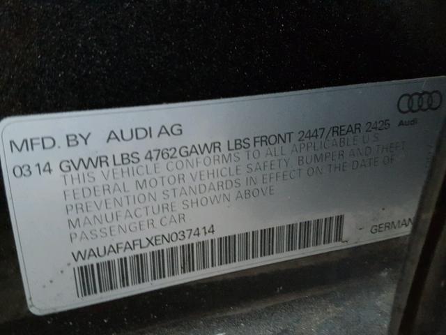 WAUAFAFLXEN037414 - 2014 AUDI A4 PREMIUM BLACK photo 10