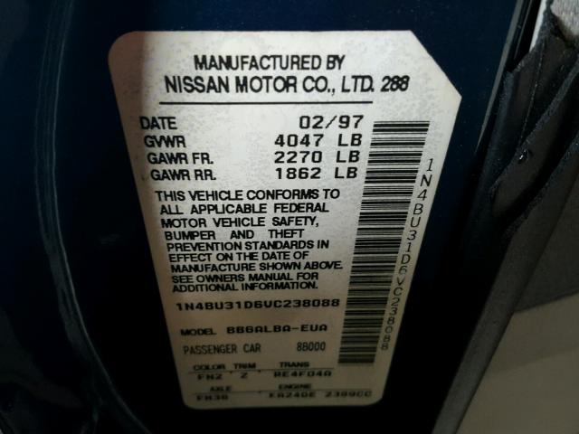 1N4BU31D6VC238088 - 1997 NISSAN ALTIMA XE BLUE photo 10