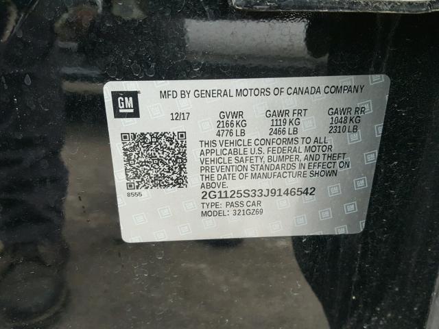 2G1125S33J9146542 - 2018 CHEVROLET IMPALA PRE 黑色 照片 10