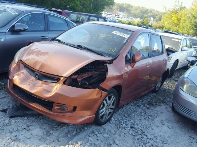 JHMGD37658S006373 - 2008 HONDA FIT SPORT ORANGE photo 2