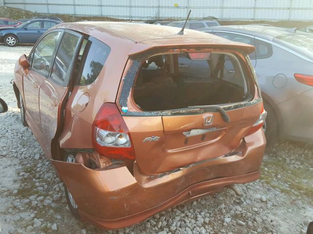 JHMGD37658S006373 - 2008 HONDA FIT SPORT ORANGE photo 3