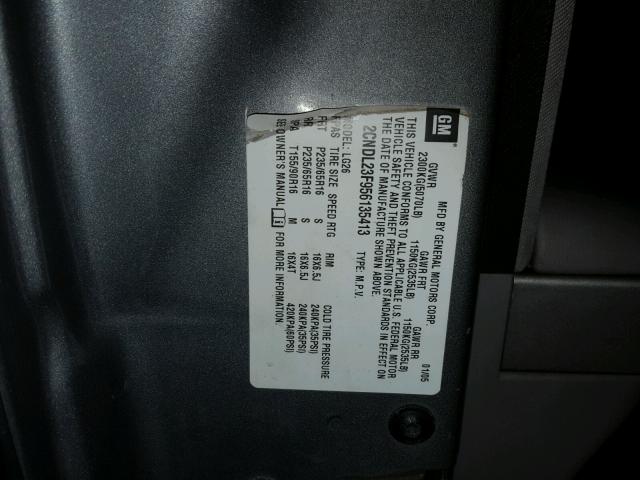 2CNDL23F956135413 - 2005 CHEVROLET EQUINOX LS GRAY photo 10