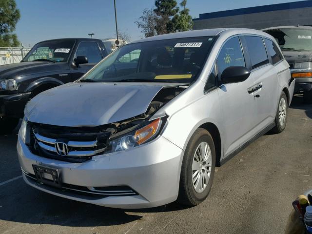 5FNRL5H29EB049191 - 2014 HONDA ODYSSEY LX SILVER photo 2