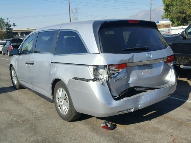 5FNRL5H29EB049191 - 2014 HONDA ODYSSEY LX SILVER photo 3