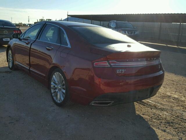 3LN6L2GK9ER823193 - 2014 LINCOLN MKZ RED photo 3