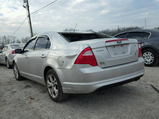 3FAHP0HA1CR441223 - 2012 FORD FUSION SE SILVER photo 3