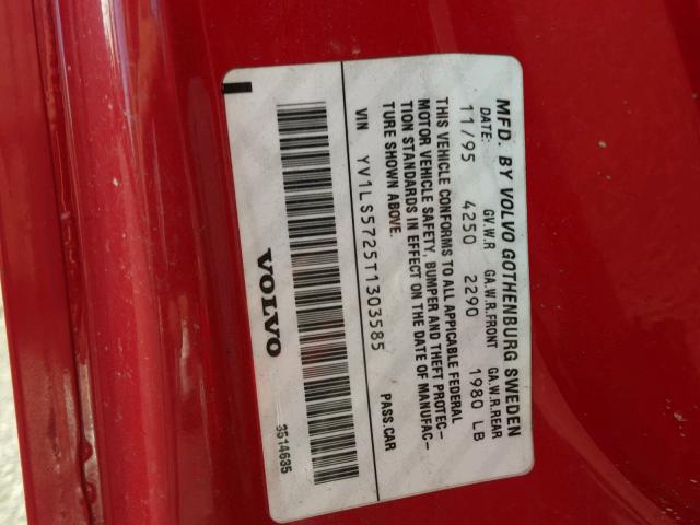 YV1LS5725T1303585 - 1996 VOLVO 850 RED photo 10