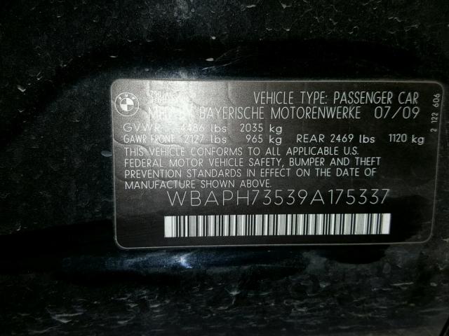 WBAPH73539A175337 - 2009 BMW 328 I BLACK photo 10