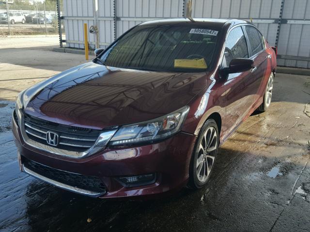 1HGCR2F57EA014675 - 2014 HONDA ACCORD SPO MAROON photo 2