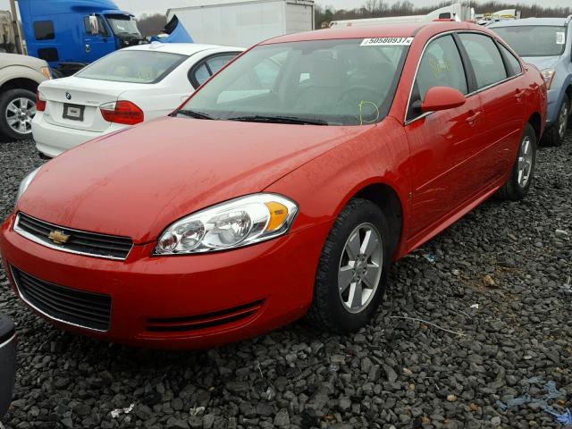 2G1WT57NX91317231 - 2009 CHEVROLET IMPALA 1LT RED photo 2